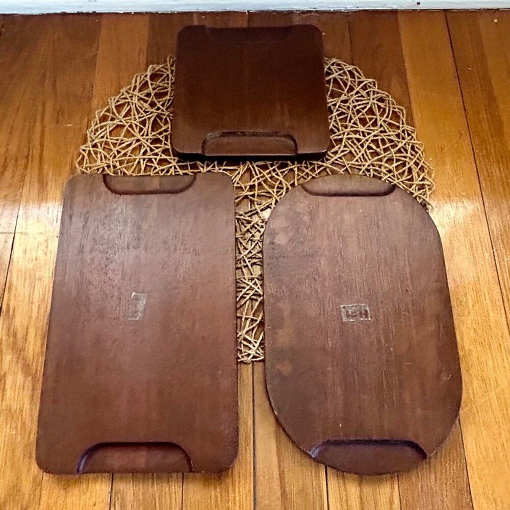 Wood Serving Trays - Brown Wooden Tray Set